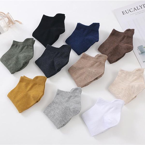 

men's socks spring and summer invisible short solid color breathable sweat-absorbent small ears thin fashion casual boat, Black