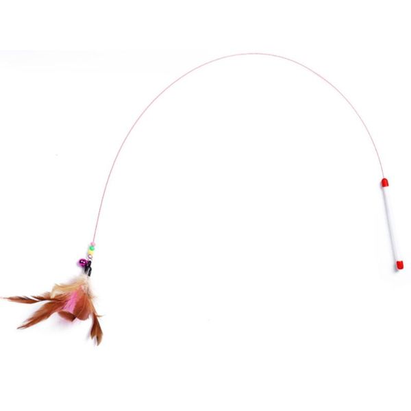 

cat toys 2pcs feather bell pet funny stick teaser training wand for cats (feather style + fish style, 1pc each)
