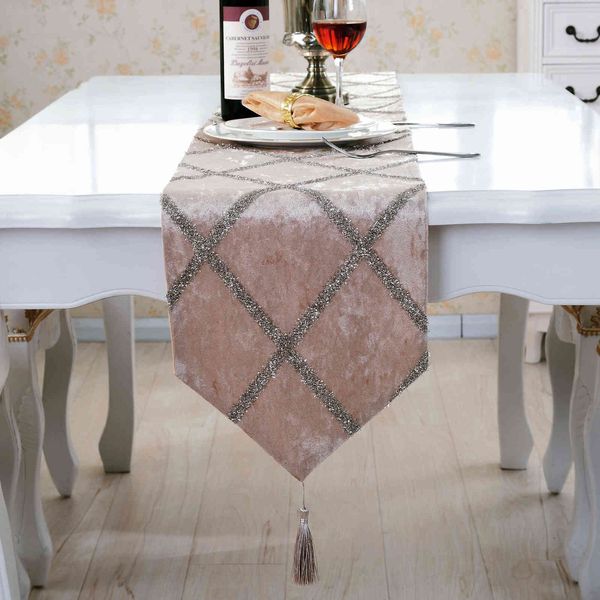 Mesa de Moda FLAGE Europeia-Estilo High-end Mesa de Café Pano Rhombus Table Runner Piano Capa Decorações de Natal 211117