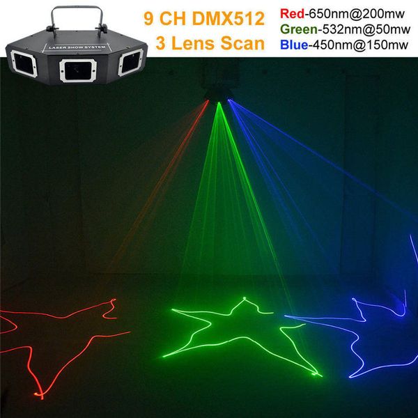 3 cabeça grande RGB padrão de cor completa dmx rede laser laser home gig partido dj stage iluminação sonoro Auto A-X3