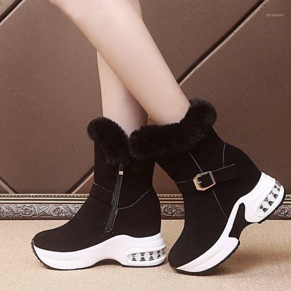 

boots wertzk college wind heightening old shoes women short side zipper high heel fashion cotton1, Black