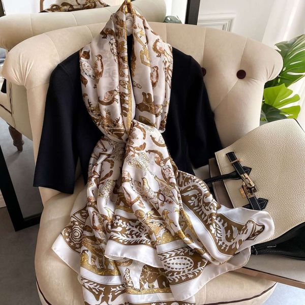 

spring and autumn women's long versatile shawl silk scarf, Blue;black