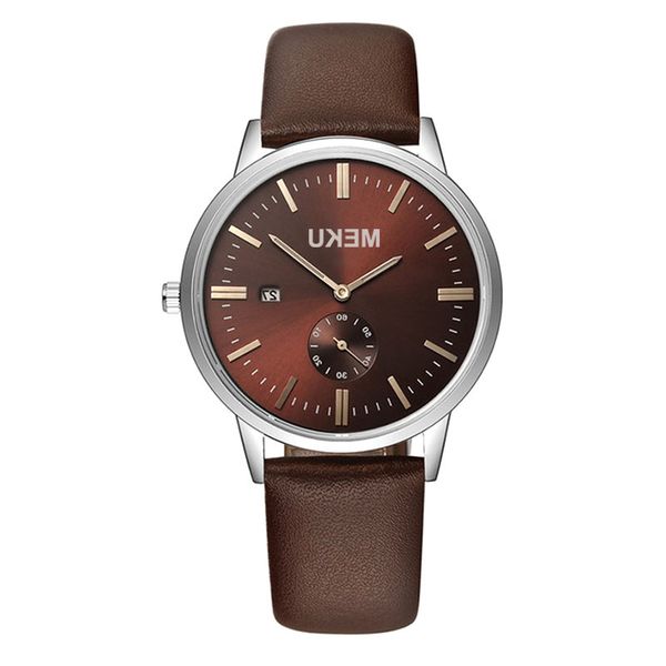 

2019 men's business simple versatile selling quartz watch, Slivery;brown