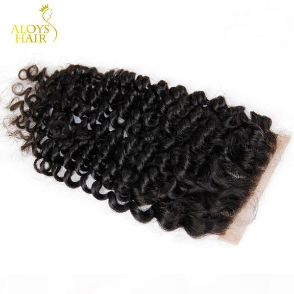 

grade 6a brazilian deep curly closure 100% virgin human hair lace closures size 4x4 middle part brazilian kinky curly closure, Black;brown