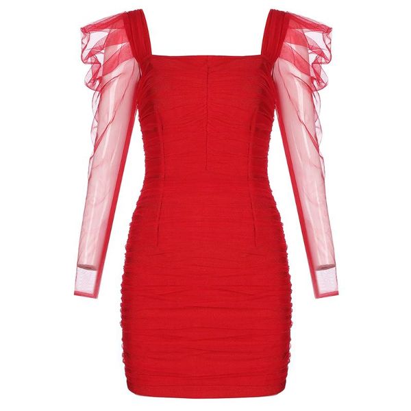 

casual dresses mesh bandage dress women party club bodycon arrival ladies clothes celebrity long sleeve mini, Black;gray