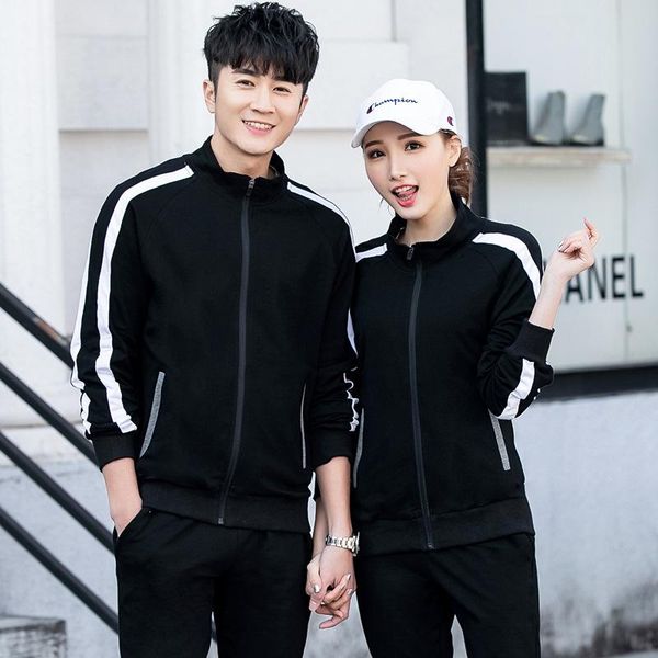 

winter lovers fashion sports leisure suit student sports running fitness suit 2-piece customized school uniform for men, Gray