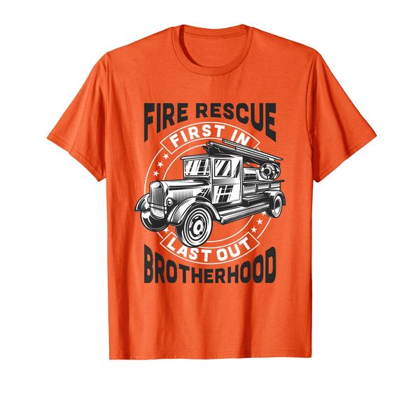 

vintage fire truck fire rescue brotherhood tee shirt, White;black