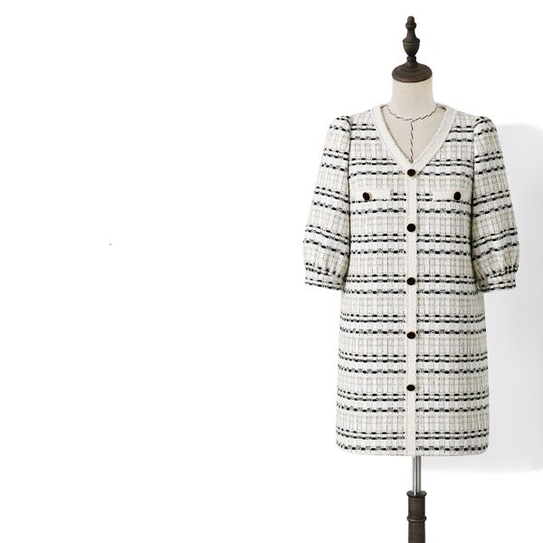 

2021 new autumn winter clothes women vintage v-neck doublue-breasted loose casual runway designers mini wool fk3f, Black;gray