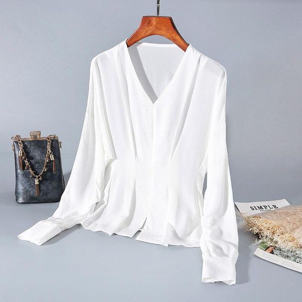 

women's blouses & shirts silk shirt women s long sleeve pullover european and american clothing 2021, White