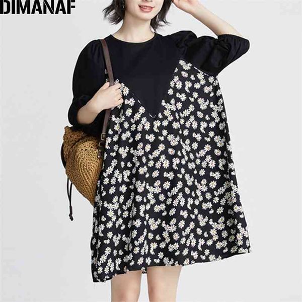 

summer plus size blouse shirts women clothing high street fashion elegant lady tunic floral print spliced black 210531, White
