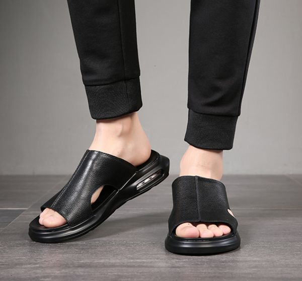 

men's sandals slippers slippers outdoor personality summer beach leather trend net red 4em4, Black