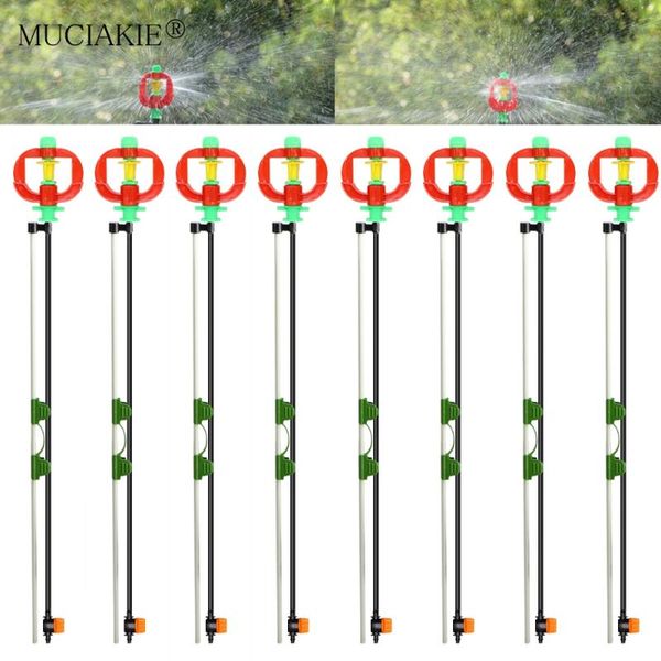 

watering equipments 360Â° automatic rotary sprinklers w/ stake gardens plants greenhouse irrigation nozzles spray connector 4/7mm hose kit