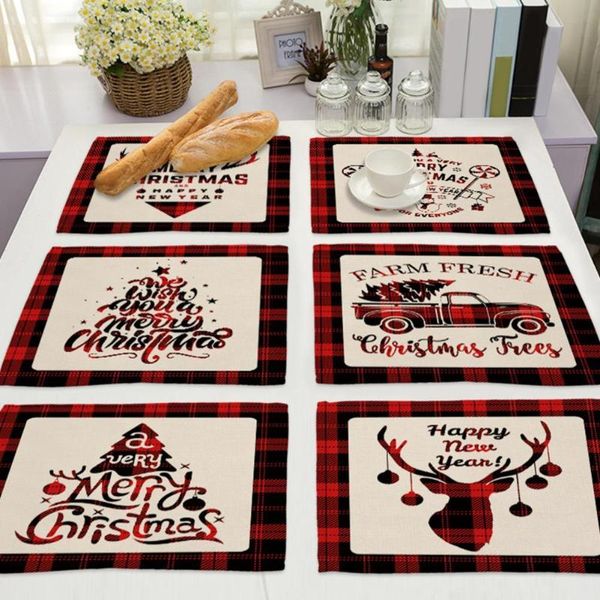 

mats & pads lightweight great water absorbent xmas pattern placemat cotton flax cup pad eye-catching for household