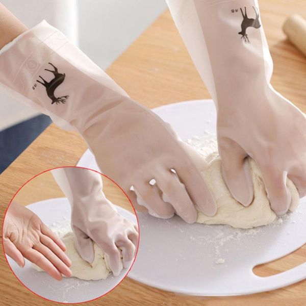 

disposable gloves 3 pairs dishwashing cleaning reusable household long cuff