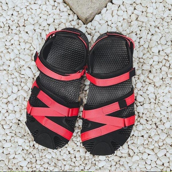 

ladies round toe flat heel hook loop sandals 2021 summer new style couple outdoor beach plus size comfortable buckle sandal shoe, Black