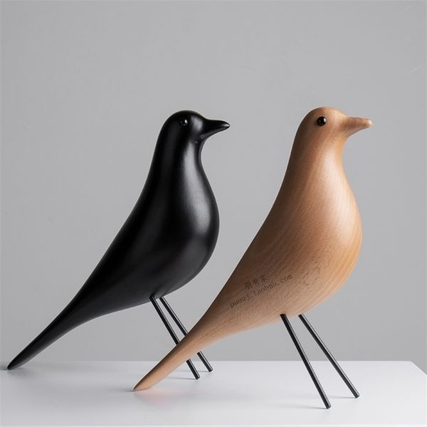Figurine di uccelli in legno della metà del secolo Statua di animali domestici Colomba della pace Mascotte europea Home Bar Coffee Decor Decorativo 211105