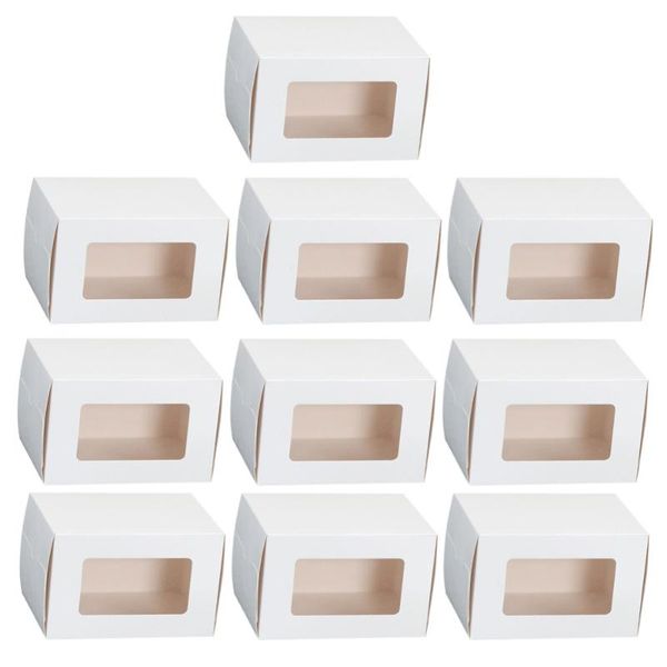 

gift wrap 10pcs transparent window dessert box creative cake packaging case white