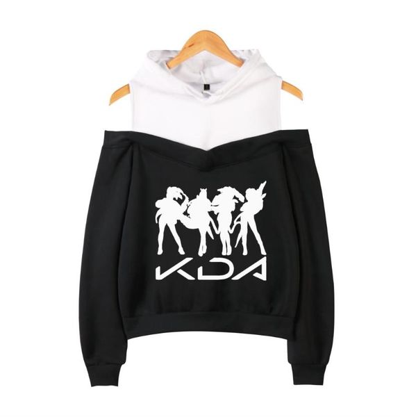

women's hoodies & sweatshirts kda off-shoulder sweatshirt printed cool game the baddest 2021 women casual autumn pullovers kawaii, Black