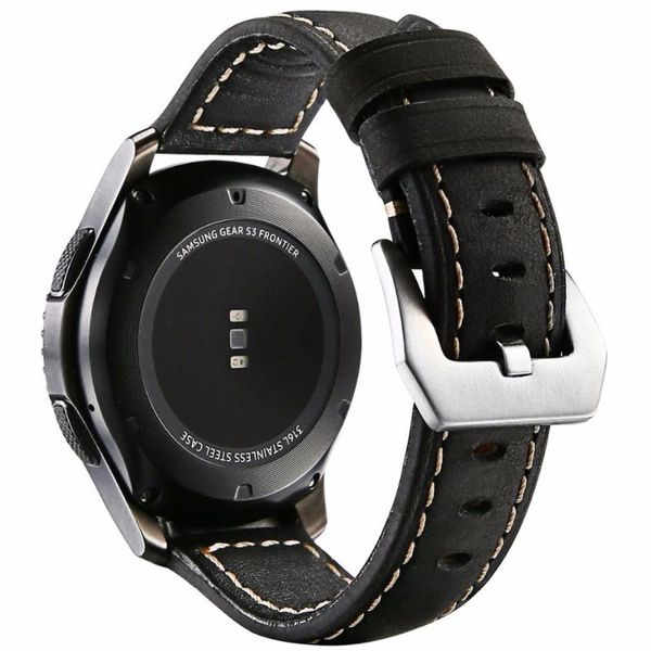 

watch bands genuine leather band for samsung galaxy 3 45mm 41mm/active 2 46mm/42mm gear s3 frontier 20 22mm bracelet, Black;brown