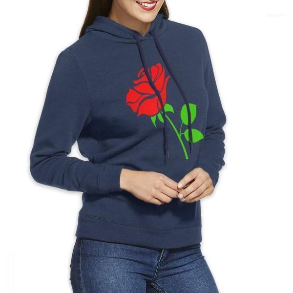 

women's hoodies & sweatshirts rose clipart long sleeve pullover casual cotton sweatshirt1, Black