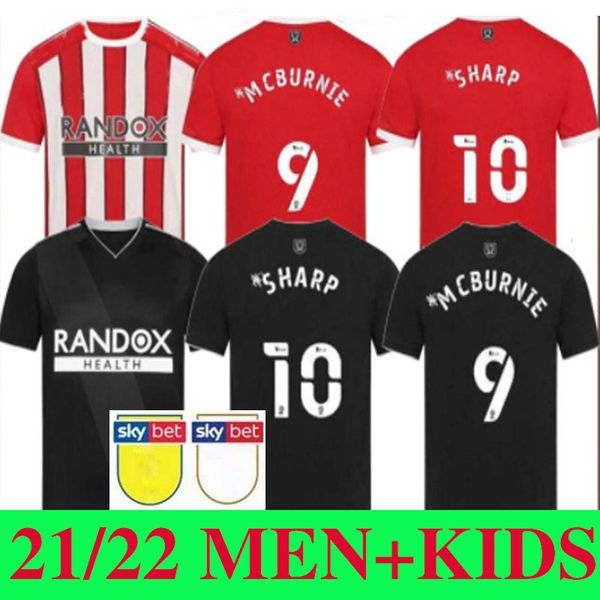 

2021 2022 sheffield soccer jerseys mousset united 21 22 mcburnie lundstram fleck home away football shirt norwood sharp men+kids jersey set, Black;yellow