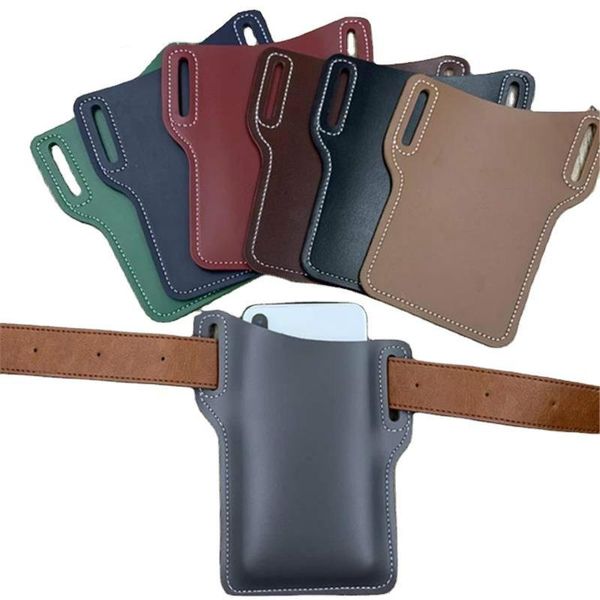 

cell phone pouches mobile storage bag waterproof leather waist outdoor sports man wallet men travel belt