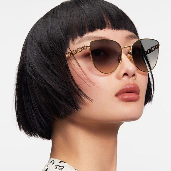 

sunglasses cat eye gold frame women retro style gradient brown lens lady eyewear, White;black