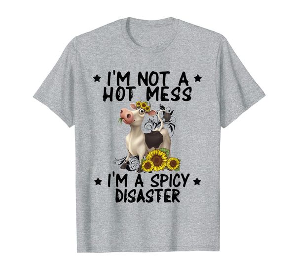 

i'm not a mess i'm a spicy disaster funny cow tshirt, White;black