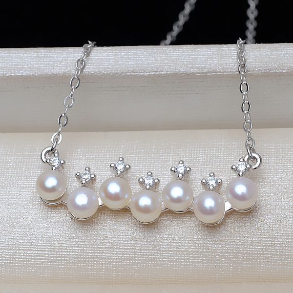 

diy jewelry accessories s925 silver multi bead balance beam set women's necklace pendant 4-4.5 pearl clavicle chain 3131