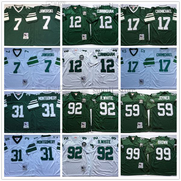 

ncaa football 12 randall cunningham jerseys 17 harold carmichael 31 wilbert montgomery 59 seth joyner 92 reggie white 99 jerome borwn vintag, Black;red