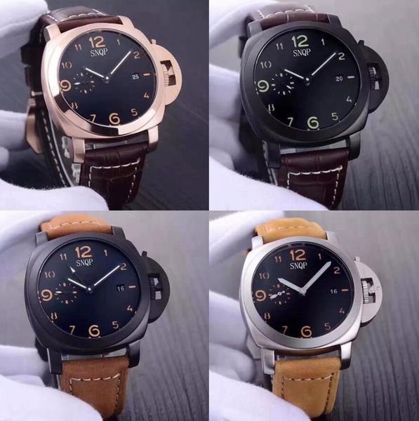 

wristwatches 2021 snqp 44mm classic rose gold men automatic mechanical sapphire stainless leather 1950 luminous number watch, Slivery;brown