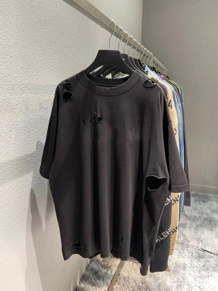 

men's t-shirts 2021 summer arrive runway designer hole men women t-shirt fashion oversized short sleeve tees, White;black