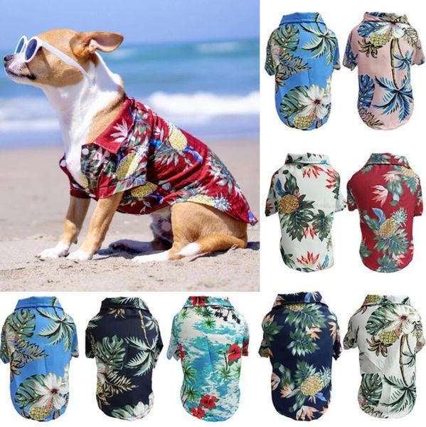 Pet Hawaii Gömlek Köpek Giyim Moda Plaj Yelek Kedi Tatil Yaz Giysileri Bulldog Ceket Pet Malzemeleri Ceket Chihuahua Aksesuarları 8 Renkler