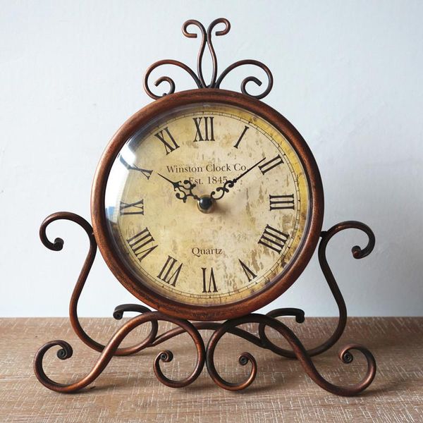 

wall clocks european wrought iron mute creative clock retro home bedroom office restaurant living room decor