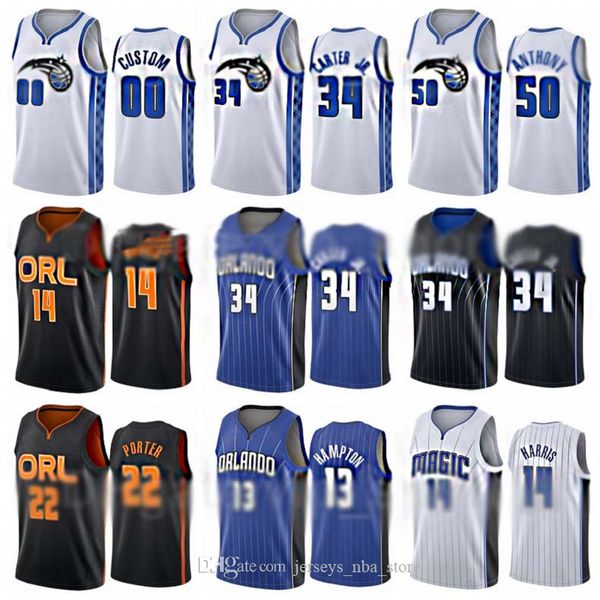 

print basketball 22 otto porter jersey 13 rj hampton 14 gary harris 34 wendell carter jr 00 aaron gordon size s to xxxl, Black;red