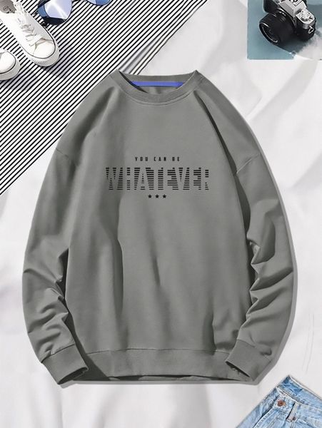 

men letter & graphic print sweatshirt s2jv#, Black