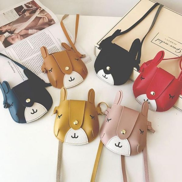 

kids girl bag pu leather cross body bags one shoulder children coin purse messenger tote cartoon animal 6 designs dw6462, White