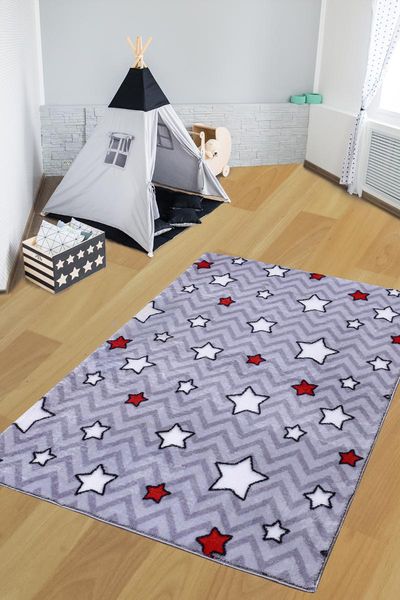 

gray star kids room rug
