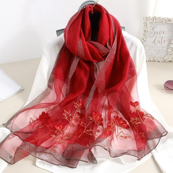 

scarves 2021 women winter scarf foulard hijab shawls wraps lady silk wool pashmina embroidery female bandana, Blue;gray
