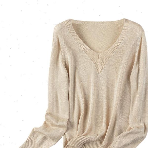 

summer shiny lurex women v neck sweater long sleeve pullover spring autumn knit soft female jumper mujer, White;black