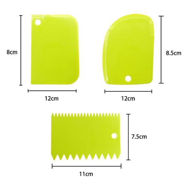 

3pcs/set colorful multifunctional plastic fondant cake pastry cutter butter scraper dough cutter kitchen baking pastry tools