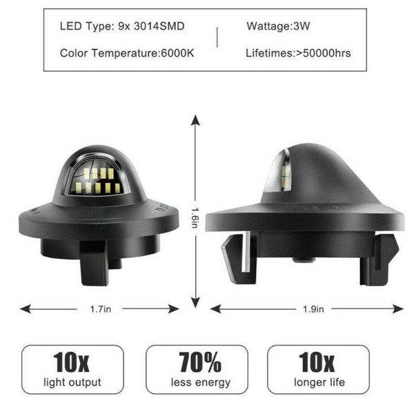 

emergency lights 2x set led license plate light replacement for f150 f250 f350 1990-2014 simply plug & play automotive goods