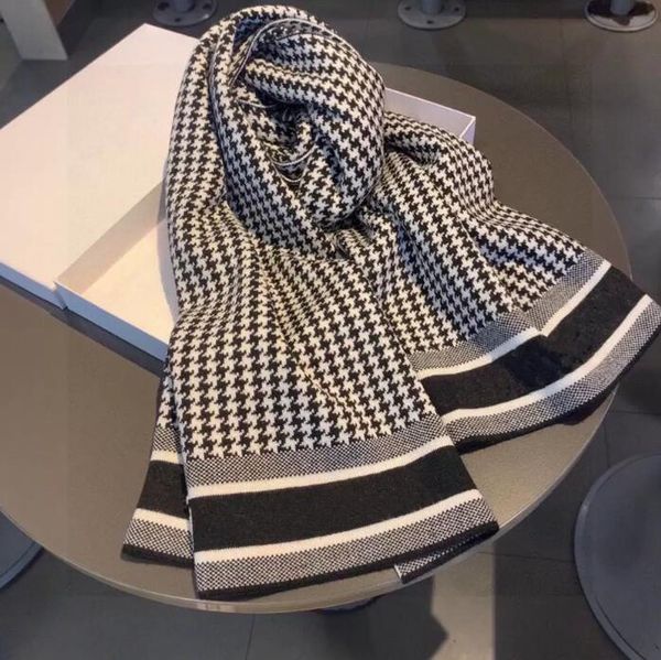 

10 warm scarf pashmina scarves high-end soft thick cashmere fashion houndstooth designer shawl for man women 2 color quality, Blue;gray