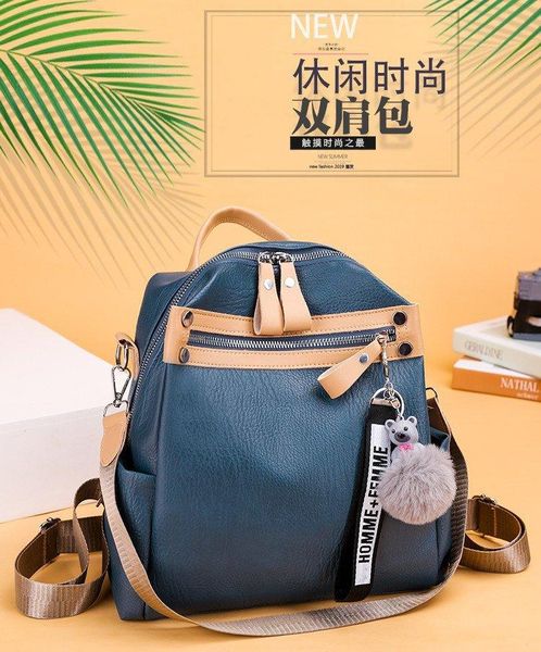 

backpack bag korean-style multi-functional style fashion pu simple wear-resistant