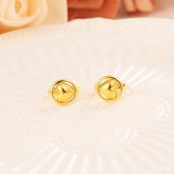 

hoop & huggie simple gold color earrings love heart for africa women kids wedding bridal party gift, Golden;silver