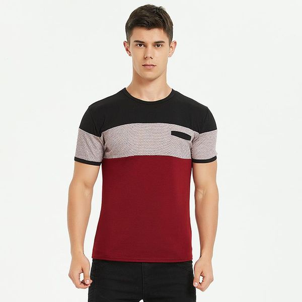 

men's t-shirts 2021 summer fashion creative stitching t-shirt breathable slim mens short sleeve casual clothes -40, White;black