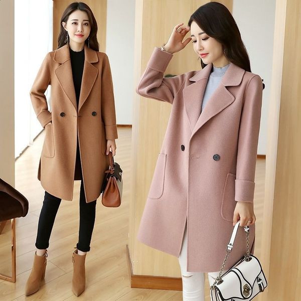 

2021 autumn and winter new korean version medium long loose mori series shows women's fashion trend of thin woolen coat, Black