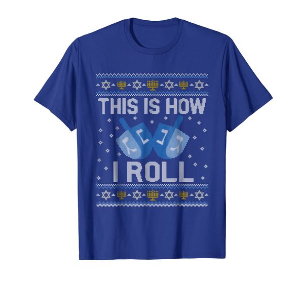 

funny ugly hanukkah sweater shirt- how i roll dreidel tshirt, White;black