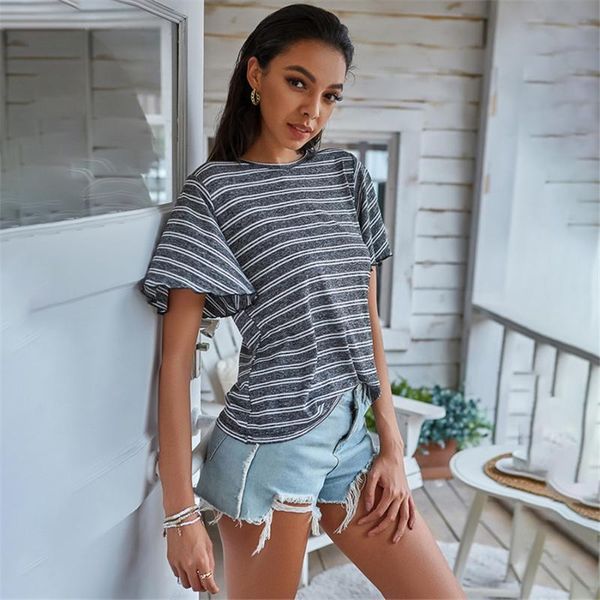 

women's t-shirt summer women short sleeve fashion casual cover head plied loose city collar, White