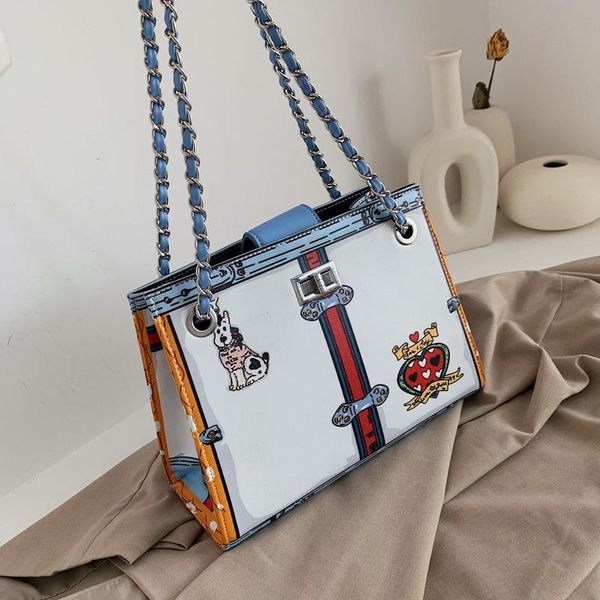 

evening bags women's 2021 spring style messenger bag fashion summer chain shoulder printing small square women handbag